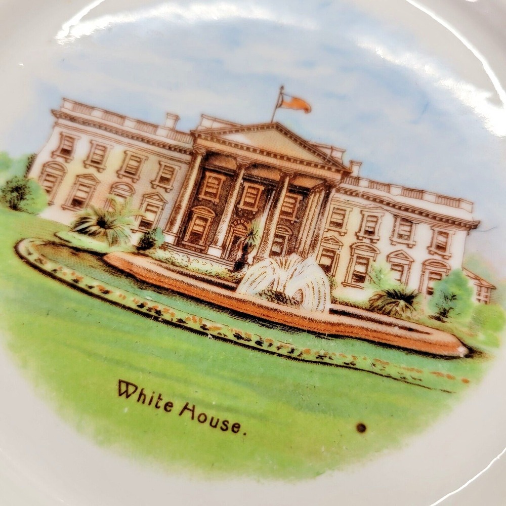 Antique The White House Souvenir Cabinet Plate Bavaria GH Crown Scalloped 6.5" - Picture 2 of 5